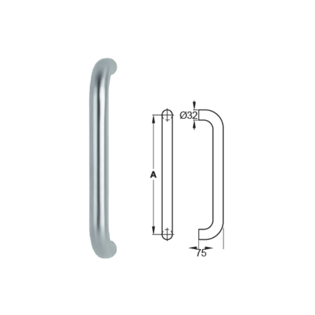ដៃទាញទ្វារកញ្ចក់អ៊ីណុក300មម PULL HANDLE ST.ST.MATT32X300MM (903.07.910)