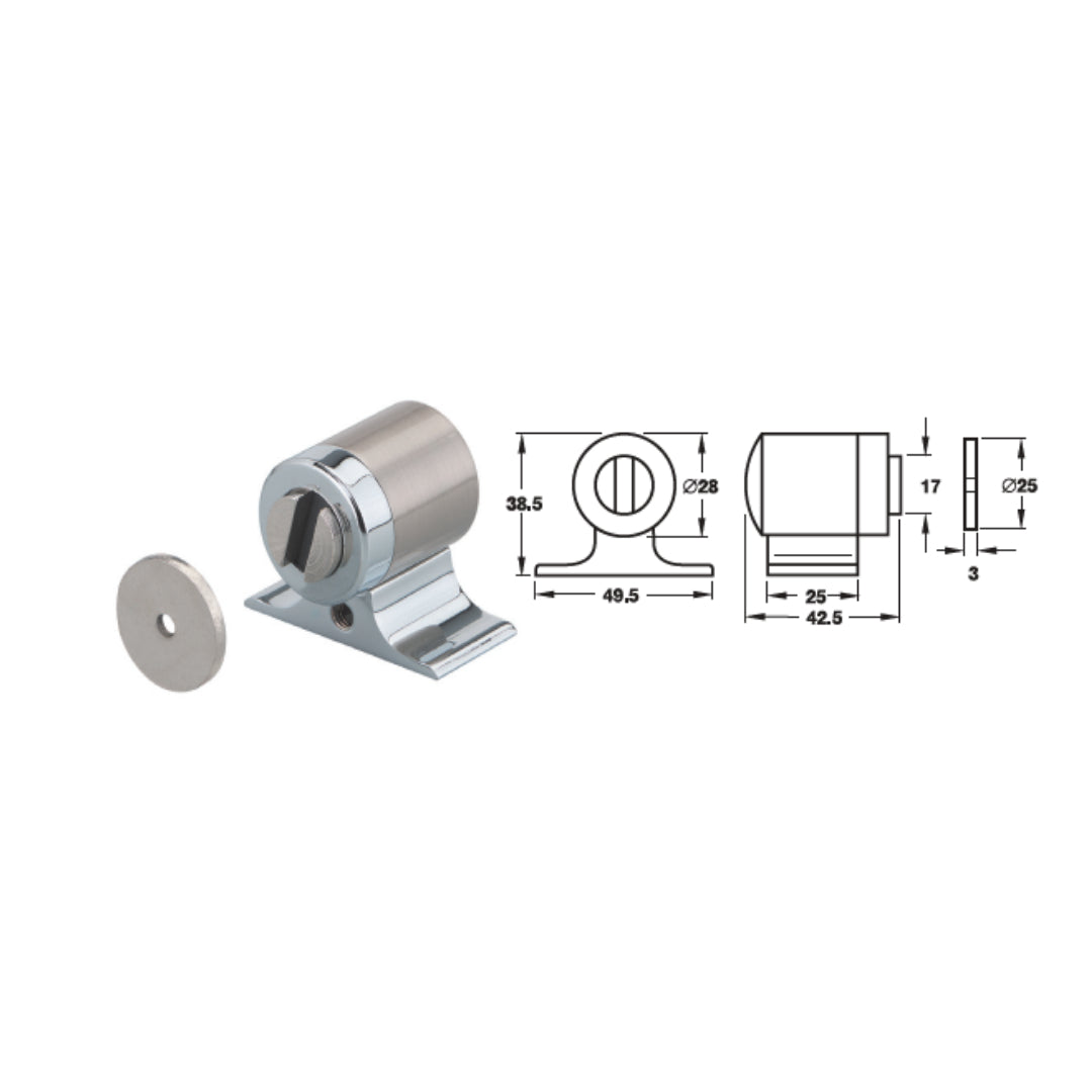 DOOR STOP BRASS CHR/NP.POL. 43MM (938.10.107)