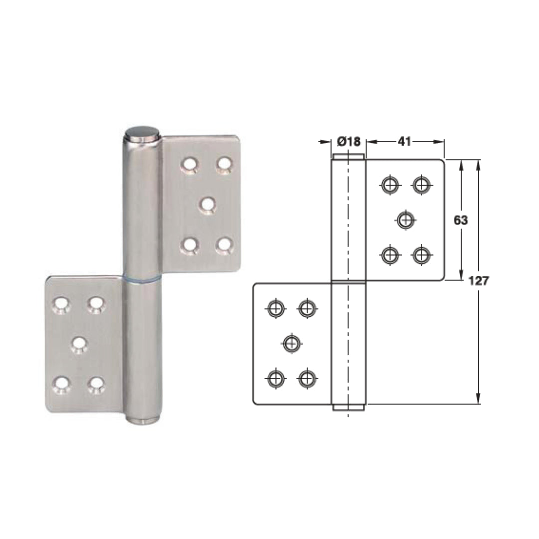 DOOR HINGE S ST.ST.MATT  127MM (926.13.903)