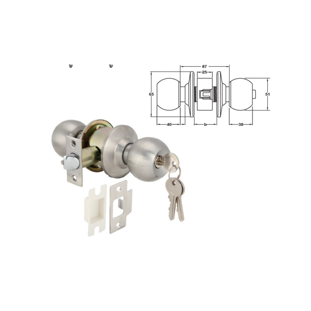 KNOB LOCKSET ENTRANCE ST.ST. (911.64.767, 911.64.768)