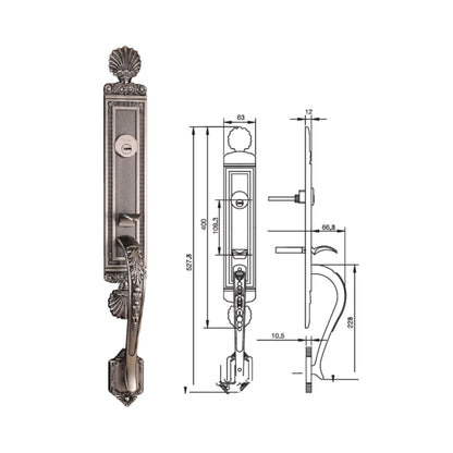 GRIP HANDLE LOCK SET ENT. SOL. ZI. ANT. NICKEL (499.94.120)
