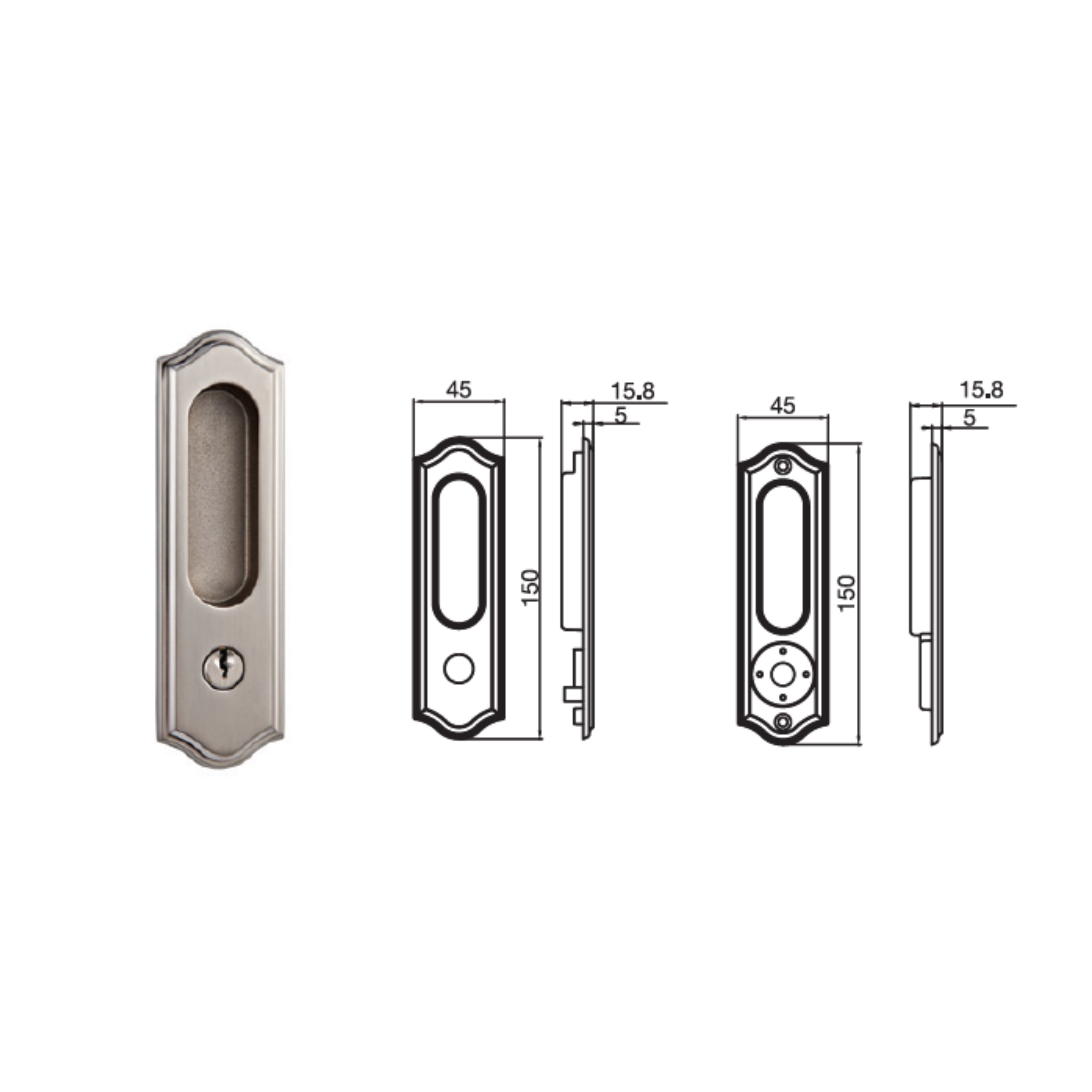 SLIDING DOOR LOCK ENTRANCE ANTIQUE BRASS (499.65.041)