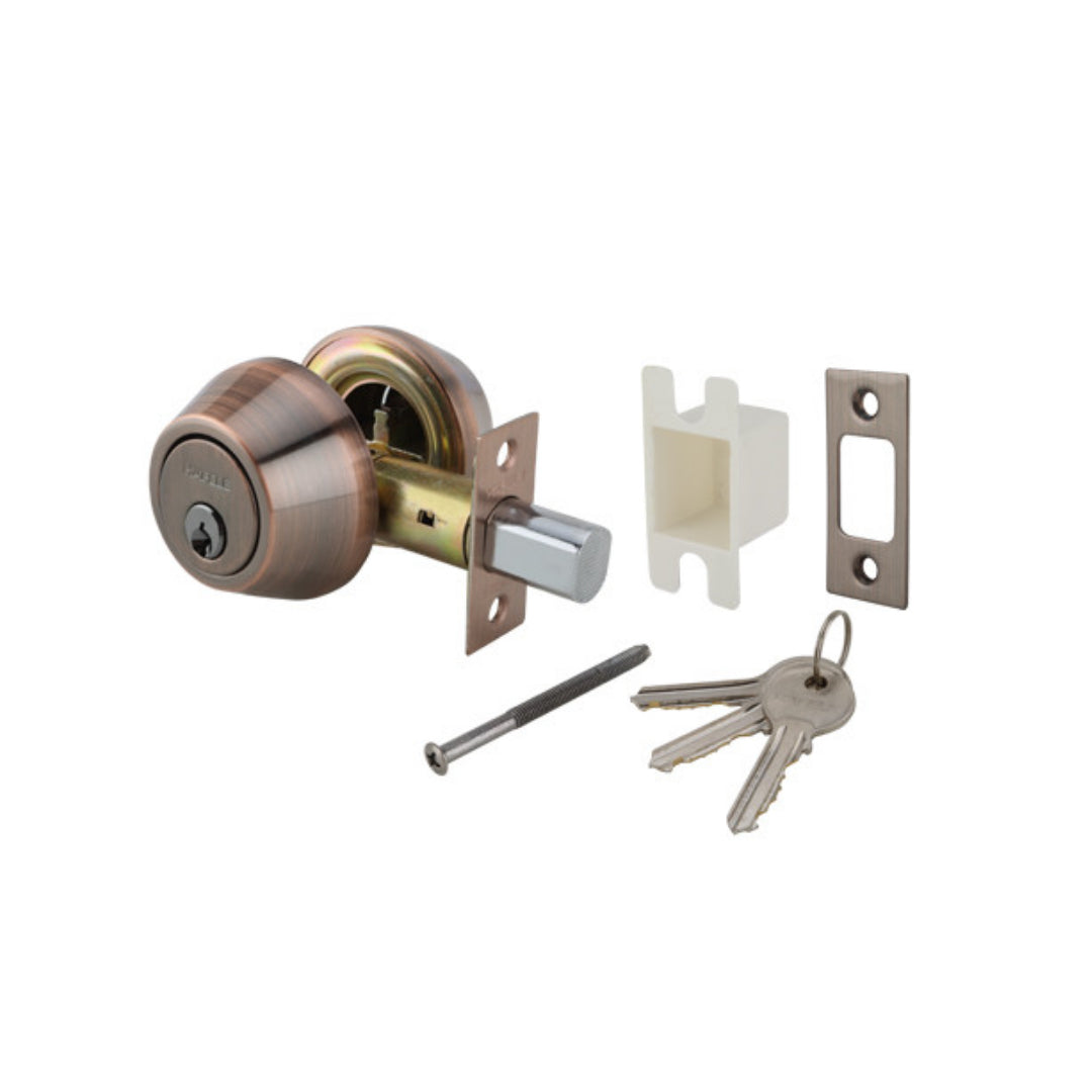 សោគីង្គក់ចាក់សងខាង-ត្នោត DBL.DEADBOLT LOCK ANT.COPPER (489.10.507)