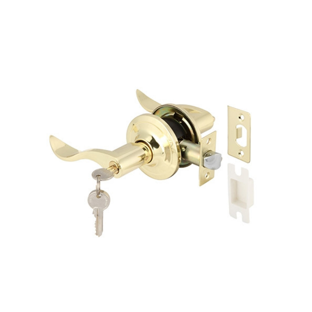 សោមូលដៃកាច់មានកូន-មាស LEVER LOCK.ENTRANCE.BR.POL. (489.10.797)