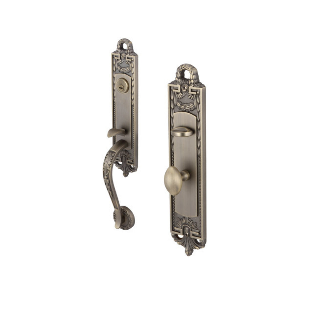 GRIP HANDLE LOCK SET ENTRANCE ANT. BRASS (499.94.021)