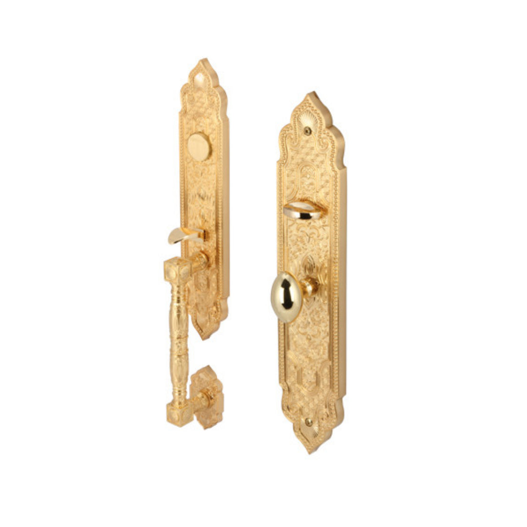 GRIP HANDLE LOCK SET ENTRANCE SATIN BRASS (499.94.040)