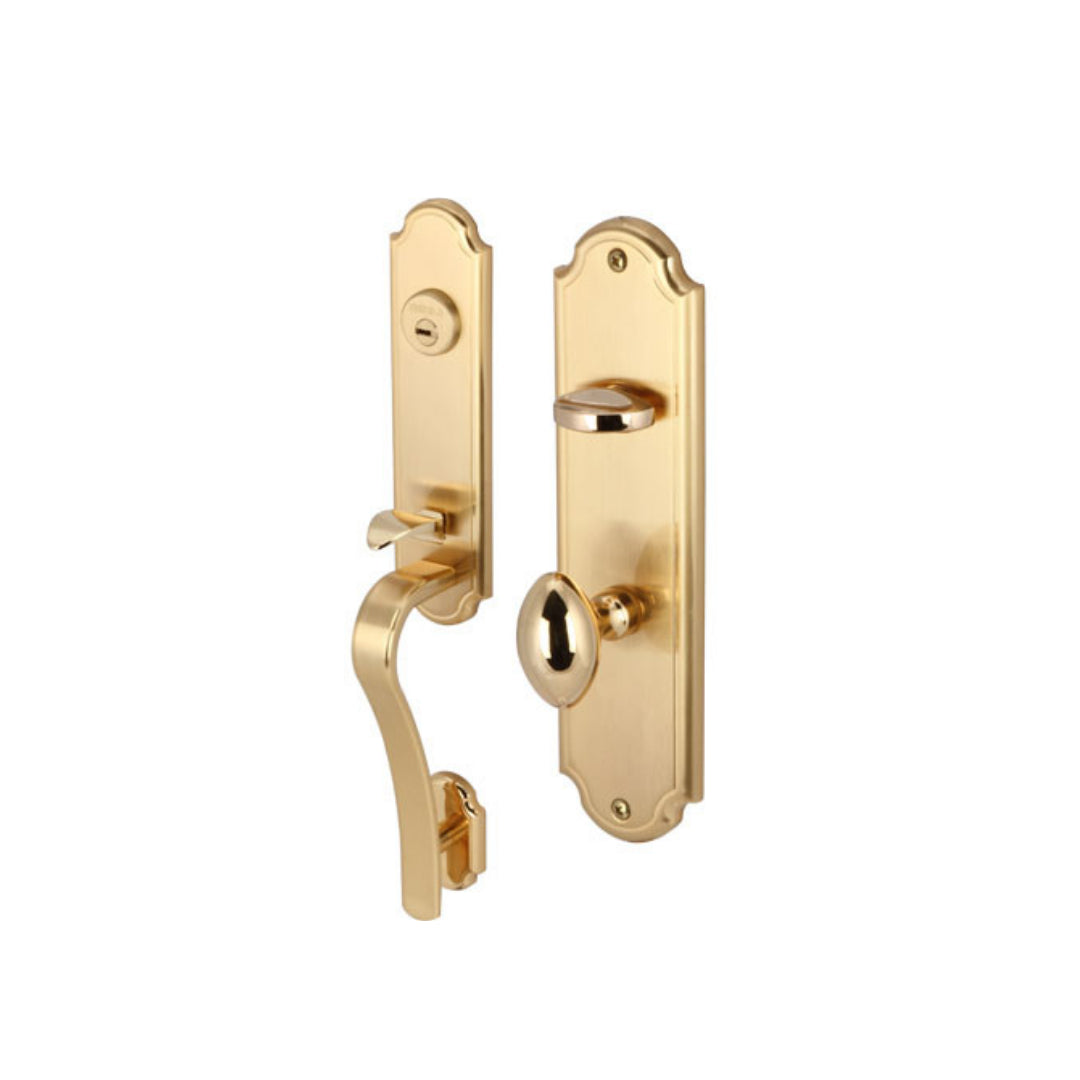 GRIP HANDLE LOCK SET ENTRANCE SOLID ZI. ALLOY, ANT. BRASS (499.94.082)