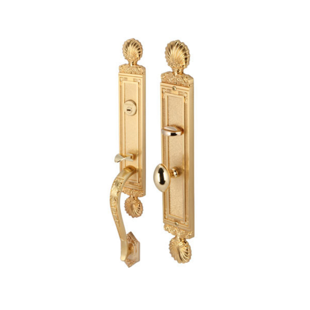GRIP HANDLE LOCK SET ENT. SOL. ZI. SATIN BR (499.94.122)