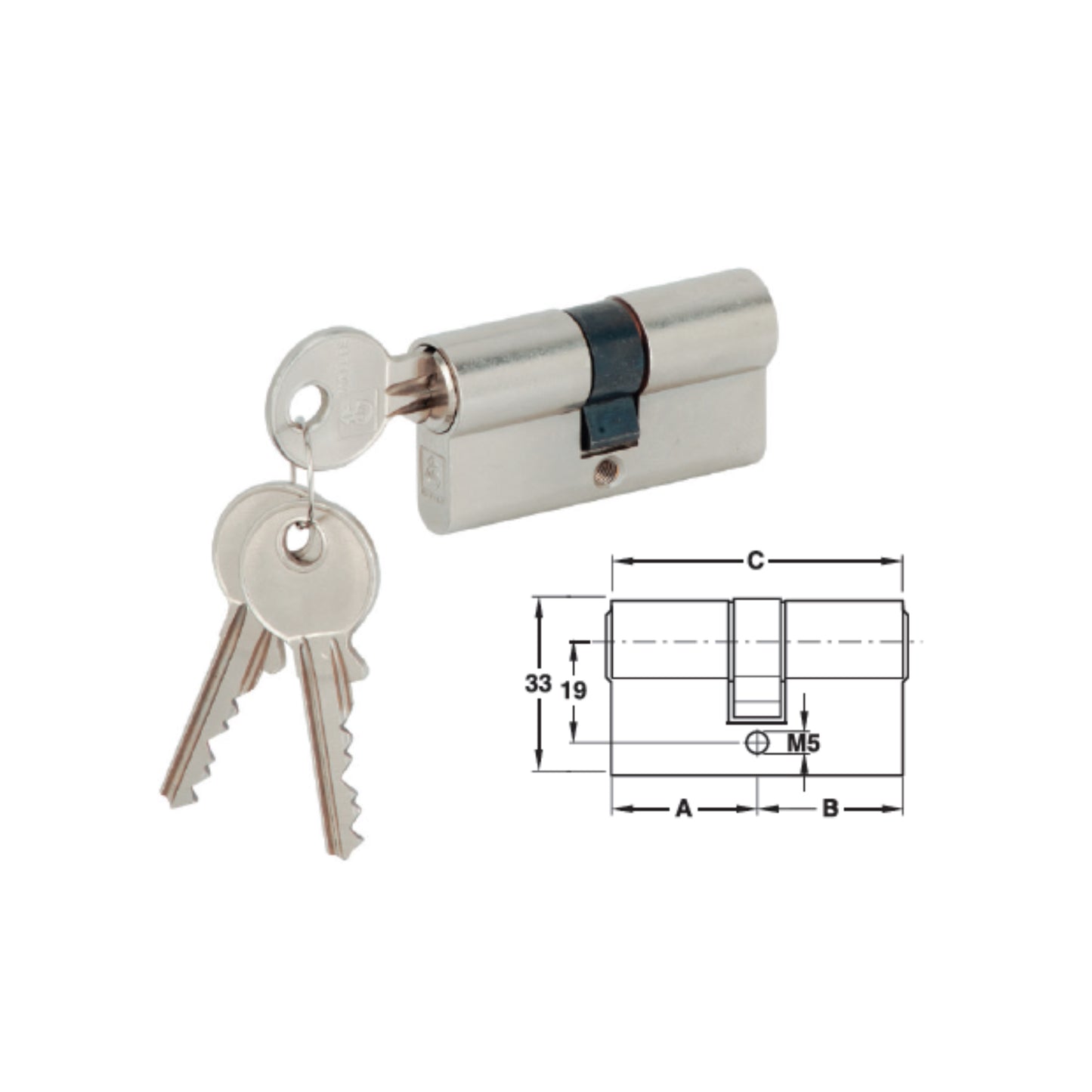 DOUBLE CYLINDER 60MM BR.POL. (916.95.108)