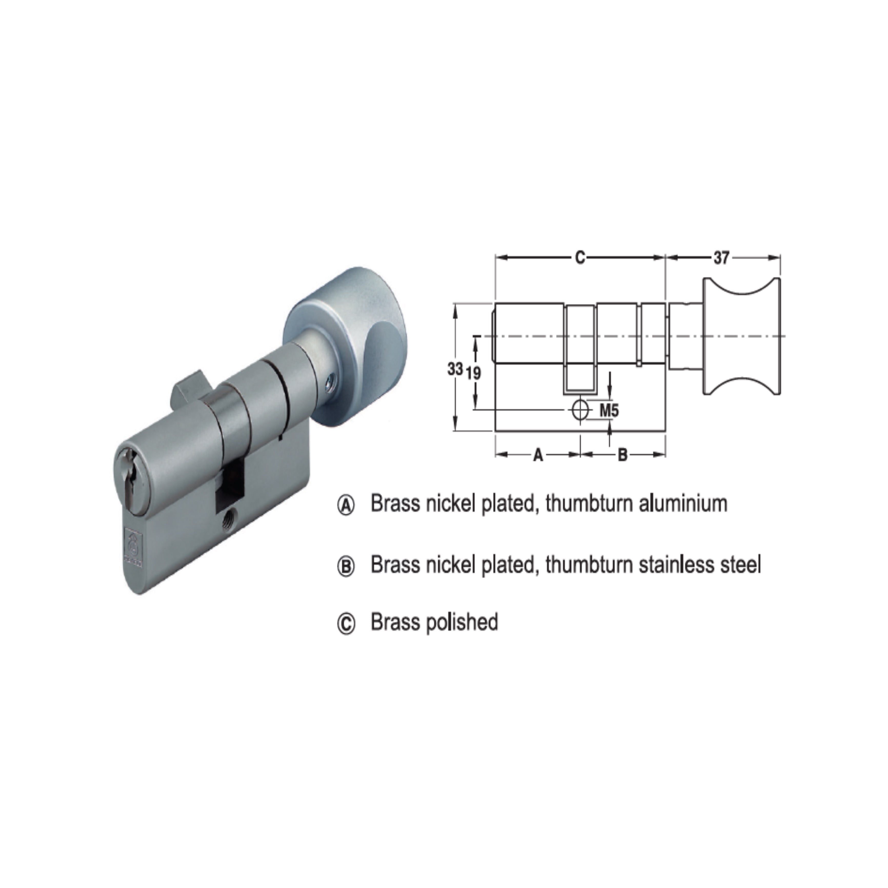 PC W/THUMB.ST.ST.35.5/35.5MM  (916.08.683)