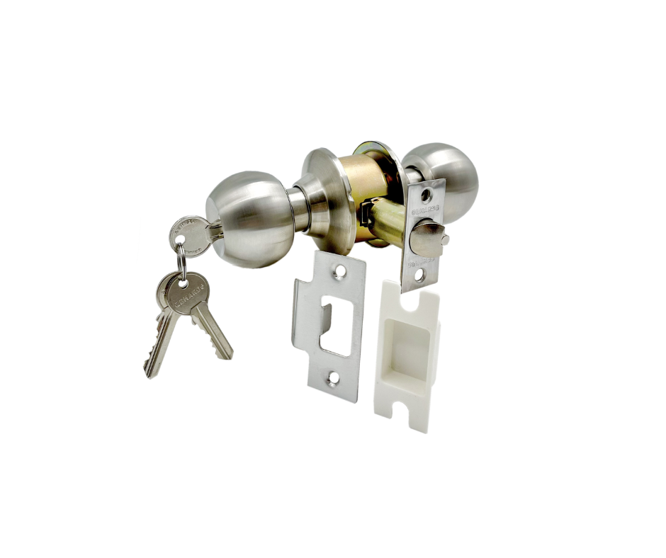 80.100009 (Knob Lock Entrance Funtion SS 304, 3 Keys, Size 60 mm PACK@1SET)