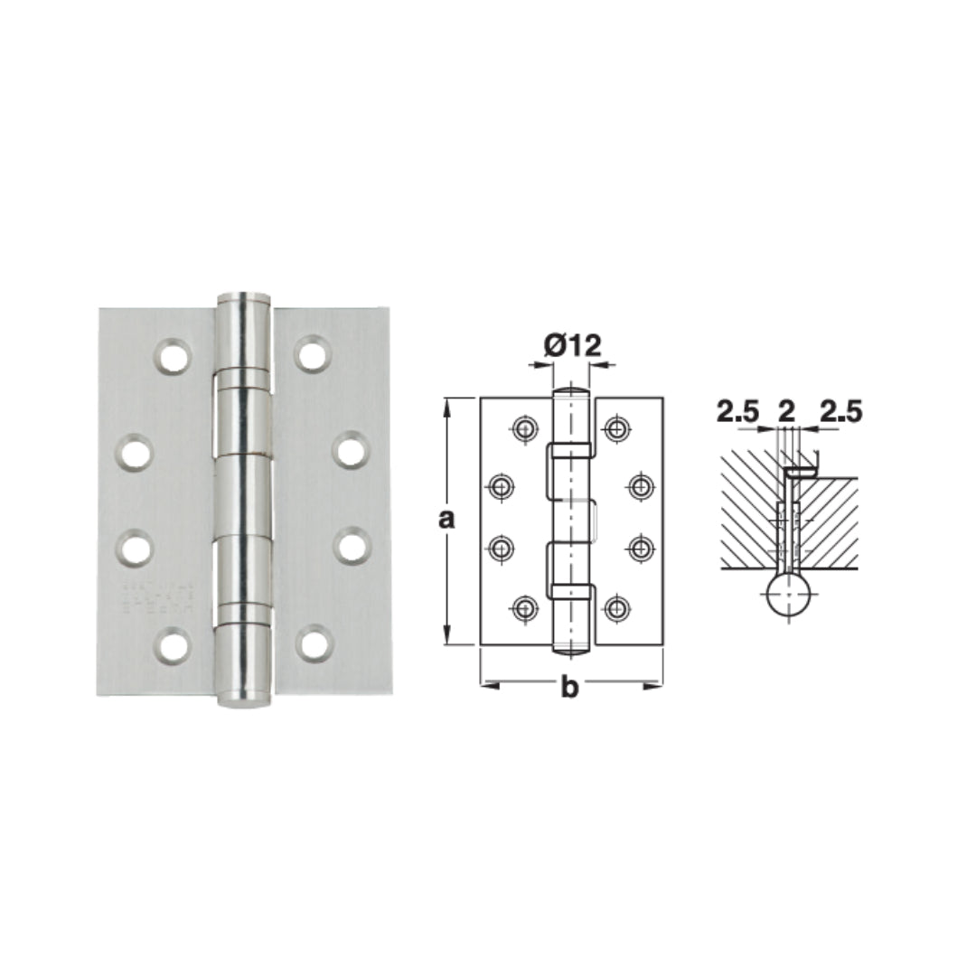 ត្រចៀកទ្វារ102x76x2.5មម.អ៊ីណុក BUTT HINGE ST.ST.102X76X2.5MM 2BB (921.17.140)